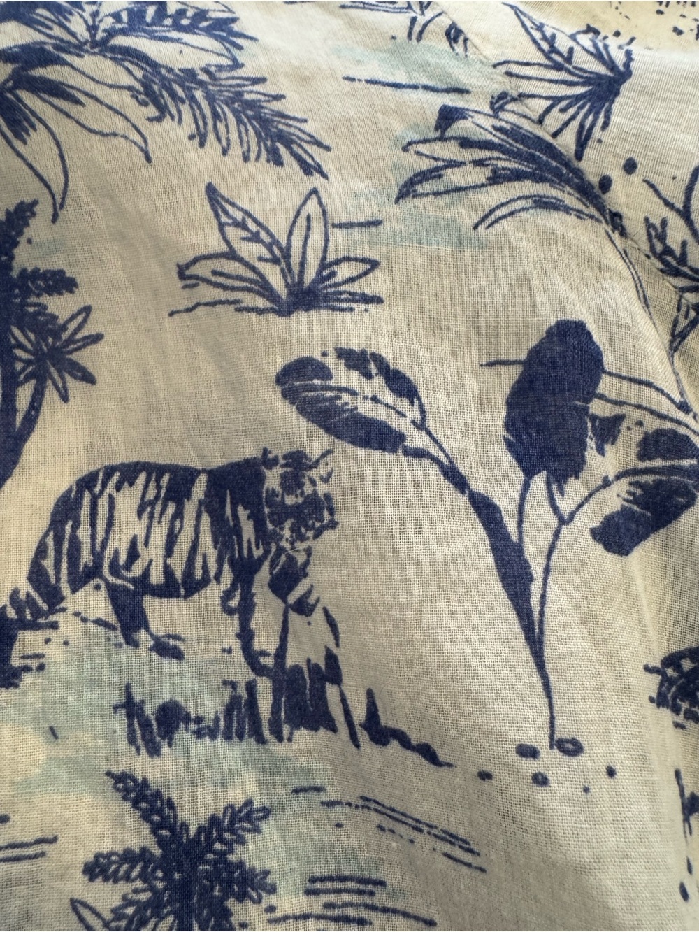 Violet Sky Blue & White Tropical Print Shirt Swim Cover Up - Picture 7 of 9